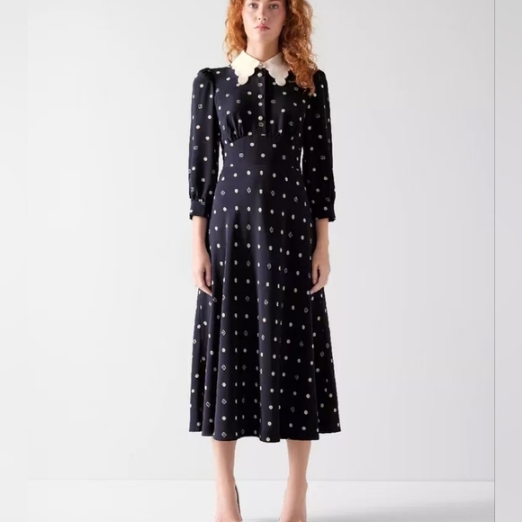 LK Bennett Dresses & Skirts - LK Bennett Enya Contrast Long Sleeve Silk Maxi Dress